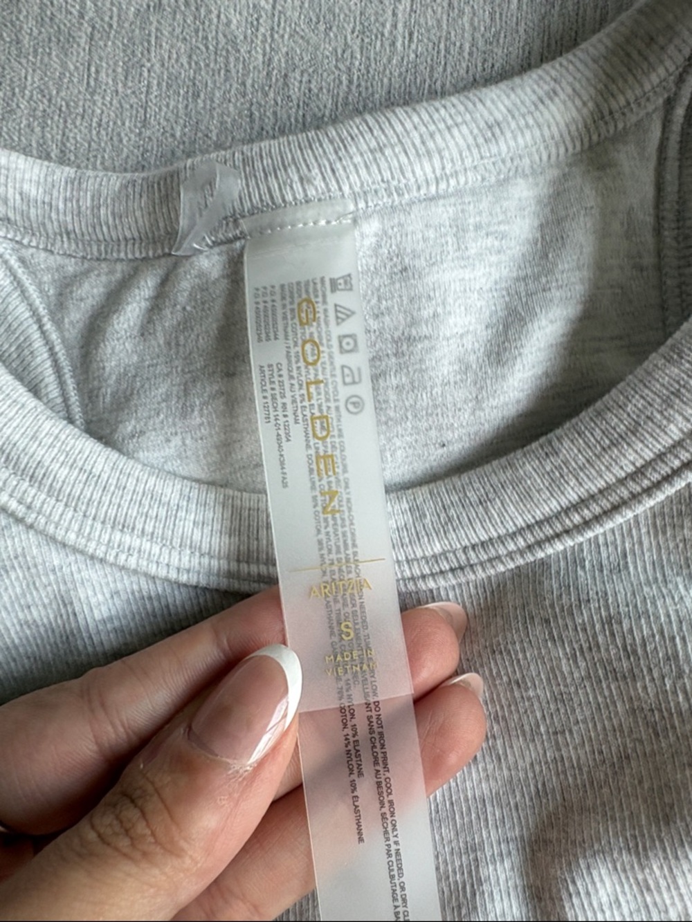 Aritzia Light Gray Ribbed High-Neck Tank - Picture 2 of 3